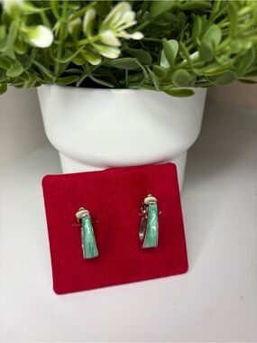 Elegant Mint Green Enamel Clip-On Earrings